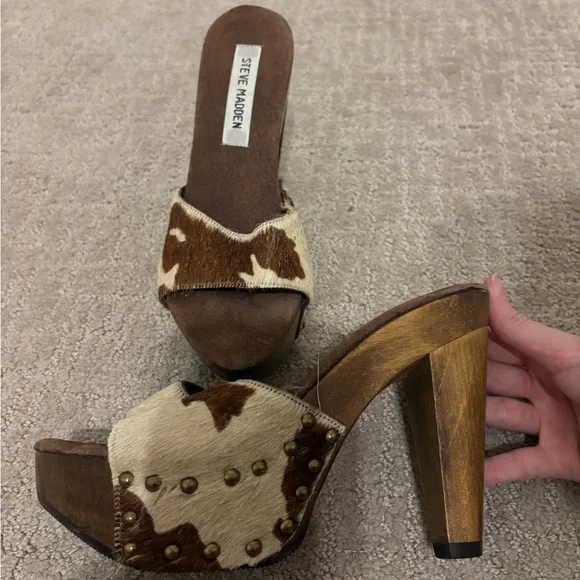 Steve Madden Brown and Cream Women's Heels - Picture 2 of 3